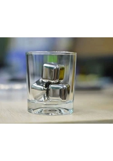 4'lü Çelik Metal Kaplama Viski Taşı Soğutma Buz Küpü Renkli