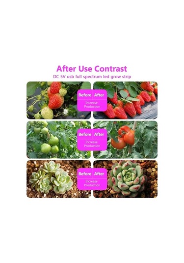 Ulzyvf Led Bitki Işık Şeridi, Usb 5v, Fidelerin Büyümesine Yardımcı, Tam Spektrum, Nem Geçirmez, 5m Diğer