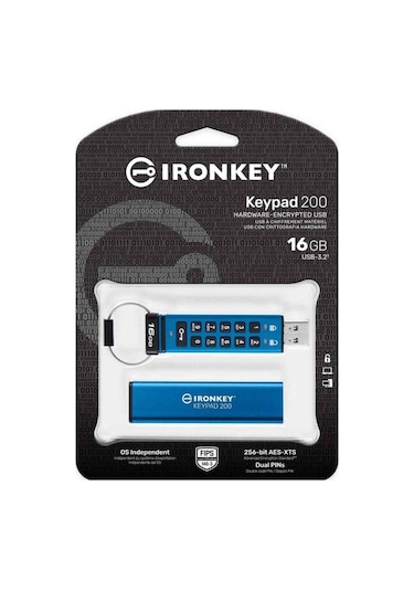 Kingston 16 GB IronKey Keypad 200 USB 3.2 Gen1 IKKP200-16GB USB Bellek