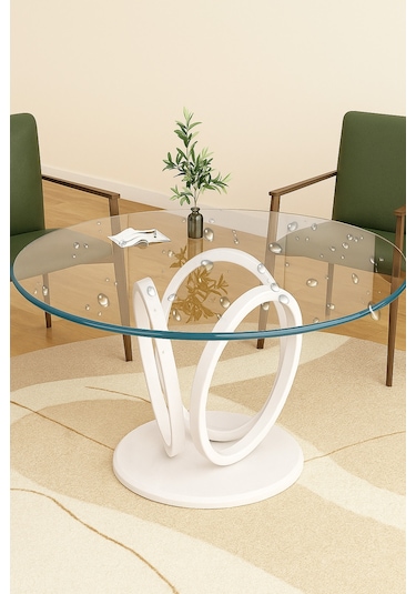 Temperli Cam Yuvarlak Cam Dayanıklı, Şık Dekoratif Cam Masa Üstü 4 Mm Beyaz