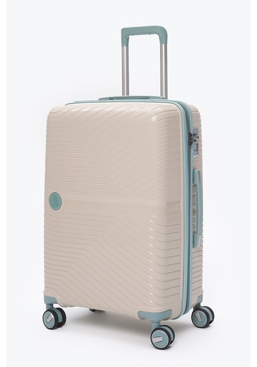 Elatae Exclusive Pro Polipropilen Orta Boy Kırılmaz Valiz Bej - Mavi 5239 Bej