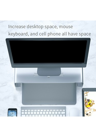 Cbtx Macbook/yazıcı İçin Basit Stil Kaymaz Monitör Yükseltici Masaüstü Bilgisayar Standı Tutucu - Gümüş