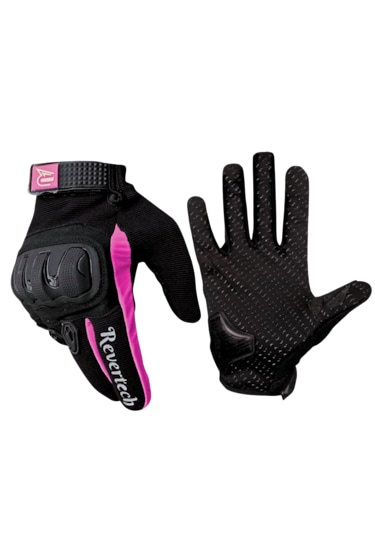 Revertech Aura Pembe - Dokunmatik Ekran Uyumlu Kadın Motosiklet Eldiveni + Buff li