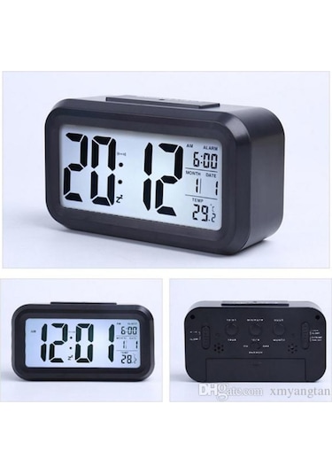 Işık Sensörlü Termometreli Alarmlı Dijital Masa Saati (330958218)