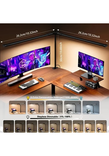 Honeybeeshop Esbseah Modern Led Masa Lambası Esnek Boyun Usb Göz Koruyucu 3 Renk Aydınlatma Siyah