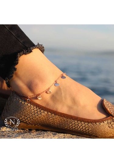 Nusret 925 Ayar Rose Gümüş Göz Model Halhal Rose Gold