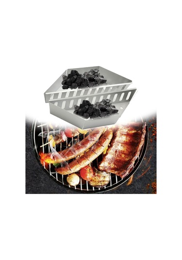 Suntek 2 Parça Gümüş Barbekü Izgara Sepetleri Yakıt Tutucu Gümüş