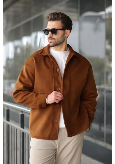 Kahverengi Kaşe Gömlek Ceket E6765 Kahverengi