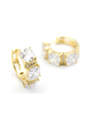 Taşlı Halka Küpe - 14k Altın Diğer