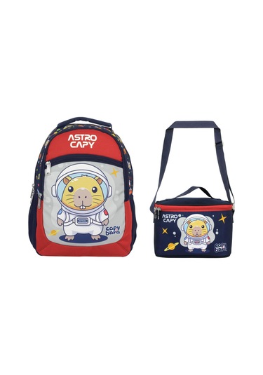 Capybara Erkek Çocuk Okul Sırt Çantası Ve Beslenme Çantası Seti - Lacivert - Kırmızı - Setcpb5227b Çok Renkli