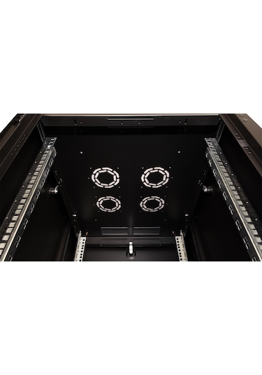 Lande Demonte 42u 600x800 Hyperline Dikili Tip Rack Kabinet Siyah Ön Cam Kapak / Tekerlekli