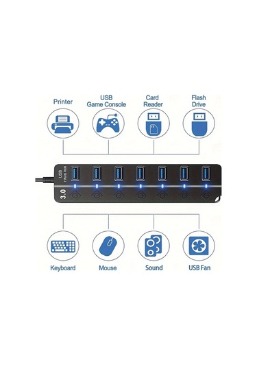 Xuweiwei 7 Portlu Usb Genişletici Macbook Dizüstü Bilgisayar Surface Pro Ps4 Flash Sürücü Harici Disk İçin Usb Hub 3 0 7 Port Splitter
