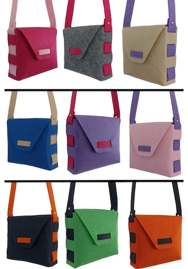 Kız Çocuk Omuz Çantası Keçe Sağlıklı Dikişsiz Etkinlik Günlük Çanta Pembe-gri Pembe