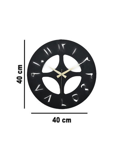 Arabic Model Metal Lazer Kesim Akar Sessiz Mekanizmalı Duvar Saati 40 40 Cm -m023 Siyah