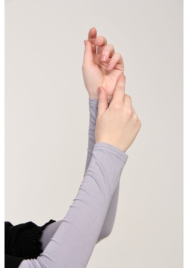 Likralı Kaymayan Kurtarıcı 1 Çift Tesettür Kolluk Gri