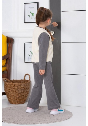 Bayramlık 3 Parça Yelekli Alt Üst Takım Gri