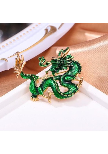 Gümüş Çin Tarzı Zodyak Ejderha Broş Sahte İnci Dekor Bahar Şenliği Pin Karikatür Hayvan Şekli Takım Elbise Yaka Şapka Çanta Rozeti Gümüş