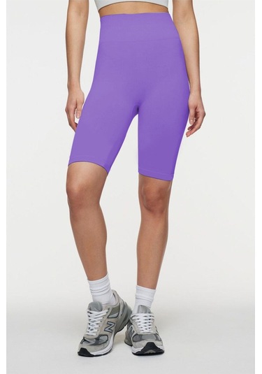 Mistirik Jerovin Model Toparlayıcı Örme Seamless Push Up Etkili Kısa Şort Lila Renk Lila