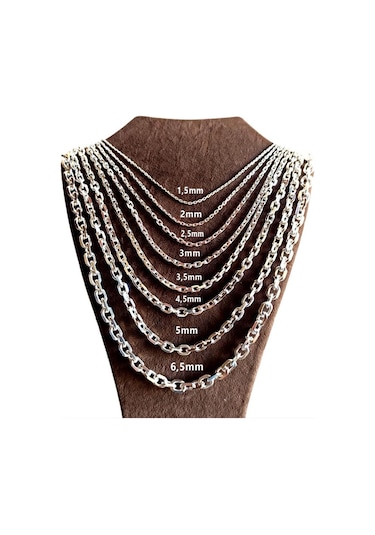 Erkek Gümüş Kolye - 4mm Forse Model 925 Ayar Erkek Gümüş Kolye Zincir Gklgmsforse