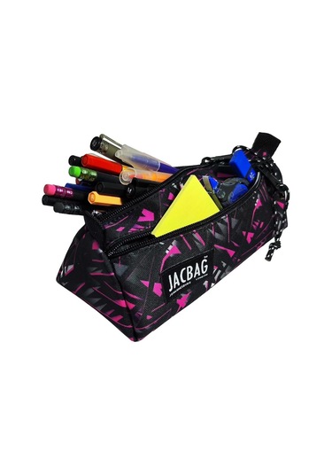 Jacbag Dual Prime İki Bölmeli Üçgen Pembe Geometrik Kadın/kız Çocuk Kalem Çantası Çok Renkli