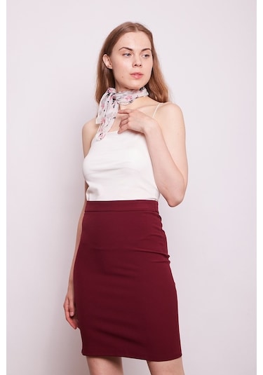 Jument Kadın Yüksek Bel Diz Üstü Likralı Pamuklu Kalem Etek