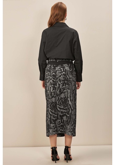 Evaze Çok Renkli Baskılı Etek Çok Renkli