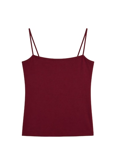 Vadon 1007 Kadın Pamuklu Slim Fit İnce Askılı Yumuşak Dokulu Basic Atlet Body Bordo