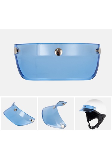 Youtek Retro Motosiklet Kaskı Siperliği, Güneş Koruma Özellikli, Hafif Yapı, Açık Mavi Renk