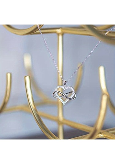 Sonsuzluk Kalpli Bayan Kolye Gümüş - Beyaz