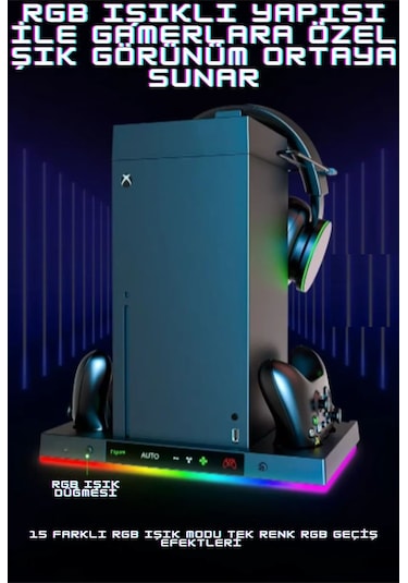 İpega Xbox Series X Smart 8in1 Rgb Işıklı Soğutucu Fanlı Şarj Standı