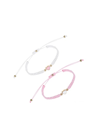 Geeroyoo İki Adet Aşk Kalbi Örgülü Bilezikler - Ayarlanabilir Boyut, Sevgili Arkadaş Hediyesi, Zarf Seçeneği Diğer