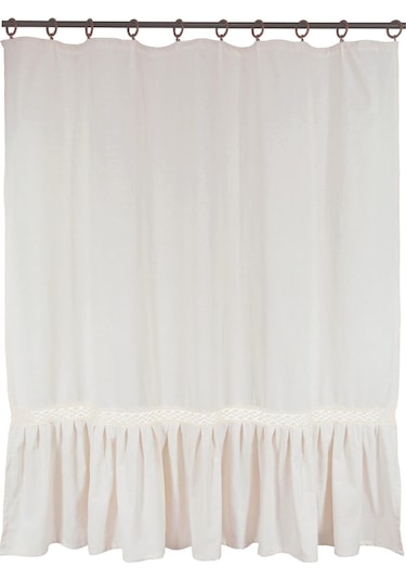 Naturel Fırfırlı Dantelli Perde Vintage Krem