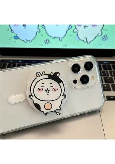 Goldenqian Ins Kore Sevimli Komik Karikatür Magsafe Manyetik Telefon Tutma Tok Standı Iphone 16 S25 Kablosuz Şarj Kutusu Katlanabilir Tutucu Qq Qq