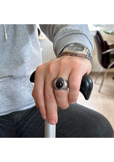 Doğal Taş Yüzük, 925 Ayar Gümüş Yüzük, Cabochon Garnet Gümüş