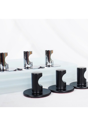 Konesam Zinkli Banyo Otomatik Yapışkan Kanca Seti 3 Adet - 2 Kg Yük Taşıma Kapasitesi, Sıfır Delme Gereksinimi, Modern Siyah Desen Siyah