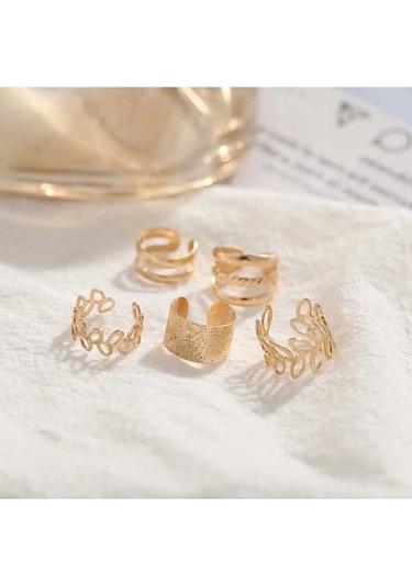 Flybuy Yeni Yapraklar Vintage Sahte Renk Olmayan Manşet Kulak E2092 Delici Cm-gümüş Altın Adet/grup 5 1.50 Jr Gümüş