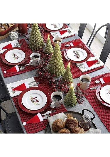 Noel Dekorasyonu Sofra Tutucu Çanta Noel Şapkası Çatal Bıçak Çatal Bıçak Takımı Çantası Noel Ev Mutfak Dekoru Süs Navidad Yeni Yıl 5 Pcs