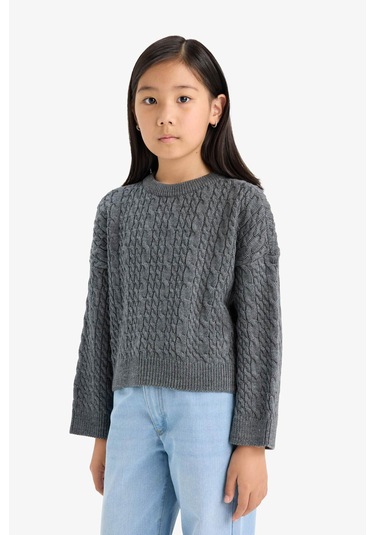 Defacto Antrasit Kız Çocuk Kazak E7880a8/ar220 Antrasit