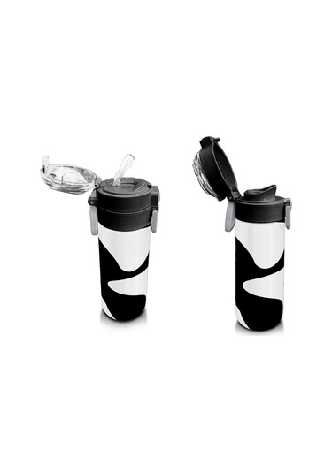 Coral High 500 Ml Paslanmaz Çelik Okul Termosu/suluk/matara - Erkek Çocuk - Siyah Beyaz Desenli - Sızdırma Yapmaz Çok Renkli