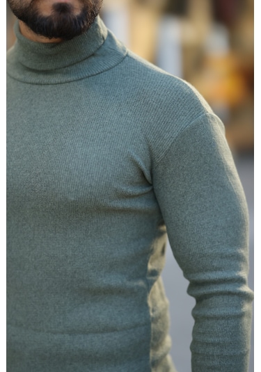 Ribac 3'lü Paket Erkek Boğazlı Balıkçı Triko Kazak Beyaz-haki-bej Çok Renkli