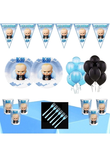 Patron Bebek 32 Kişilik Doğum Günü Parti Seti Ekonomik Süsler