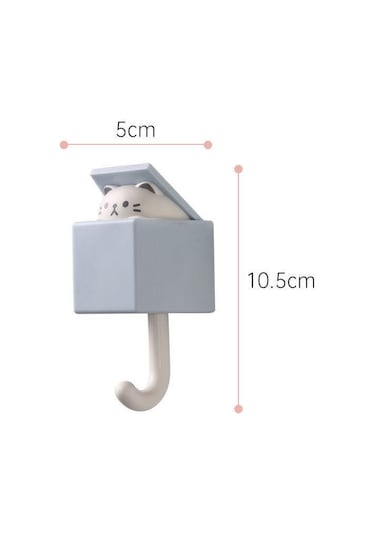 Gri Kendinden Yapışkanlı Sevimli Kedi Duvar Kanca Yatak Odası Kapısı Askıları Tuşları Havlu Şemsiye Ceket Tutucu Raf Hayvan Ev Banyo Dekorasyon Kanca Gri
