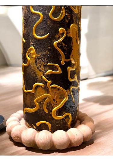 El Yapımı Altın Varaklı Yağdanlık Tasarım Sunum Standı İle Şık Mutfaklar Ve Sofralar Kahverengi