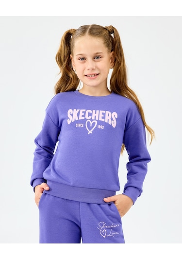 Skechers G Lw Fleece Crewneck Sweatshirt Büyük Kız Çocuk Mor Sweatshirt Sk2520080-3996 Mor