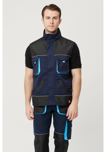 Alaska İş Ve Outdoor Yelek Fonksiyonel Tasarım, Dayanıklı Ve Nefes Alabilir Lacivert-siyah-turkuaz