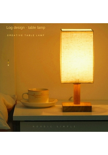 Cbtx Ta-066 Ahşap+kumaş Kademesiz Karartma Gece Lambası Usb Led Masa Lambası Ev Dekorasyonu - Ears Of Wheat
