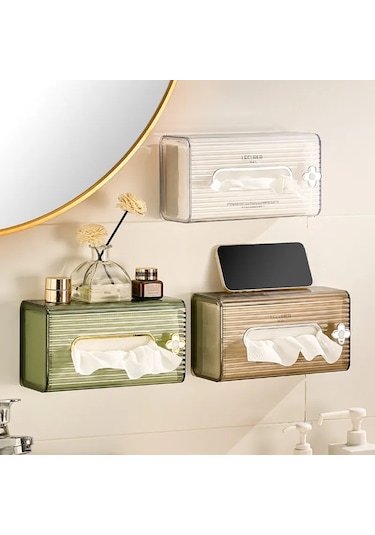 Yeşil Yumruksuz Yaratıcı Doku Kutusu Duvara Monte Kağıt Havlu Peçete Saklama Kutusu Ev Mutfak Banyo Kağıt Organizatör