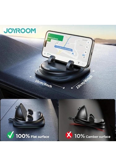 Xuweiwei Siyah 360 Derece Dönebilir Joyroom Araç İçin Ayarlanabilir Yaylı Telefon Tutucu Kaymaz Silikon