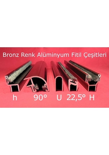 8 Mm Alüminyum Cam Balkon Fitil Bronz Renk H, H, 90°, U