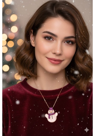 925 Ayar Papatya Silver Tombik Kardan Adam Kolye.rose.gold.rodaj Gümüş